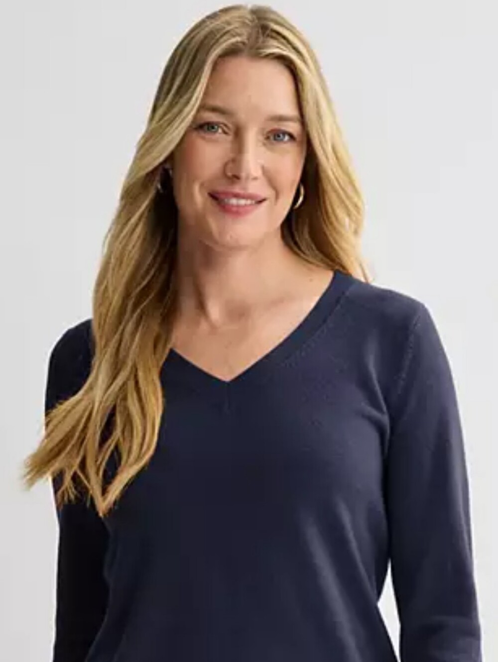 Lauren Ralph Lauren Navy V-Neck  84 %Silk Sweater Top 2X